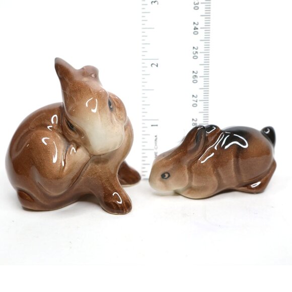 Vintage Beswick England Brown Rabbit Bunny Figurine Pair - Wildlife Collection - Picture 4 of 8